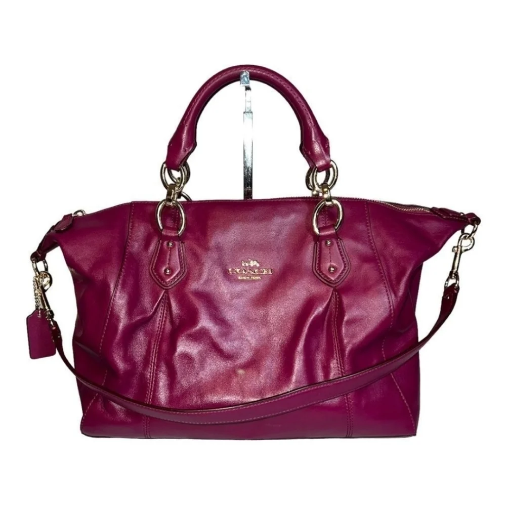COACH Magenta Pebbled Leather Kelsey Satchel Bag